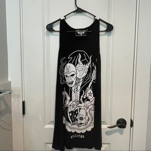 Killstar print long tonic top tee/dress XS like new